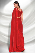 Red Georgette Saree With Blouse Piece