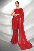 Red Georgette Saree With Blouse Piece