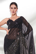 Black Georgette Saree With Blouse Piece