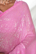 Pink Georgette Saree With Blouse Piece