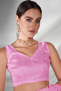 Pink Georgette Saree With Blouse Piece