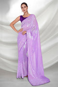 Purple Georgette Saree With Blouse Piece