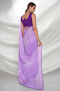 Purple Georgette Saree With Blouse Piece