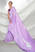 Purple Georgette Saree With Blouse Piece