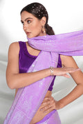 Purple Georgette Saree With Blouse Piece