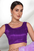 Purple Georgette Saree With Blouse Piece