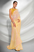 Yellow Georgette Saree With Blouse Piece