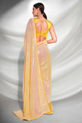 Yellow Georgette Saree With Blouse Piece