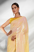 Yellow Georgette Saree With Blouse Piece