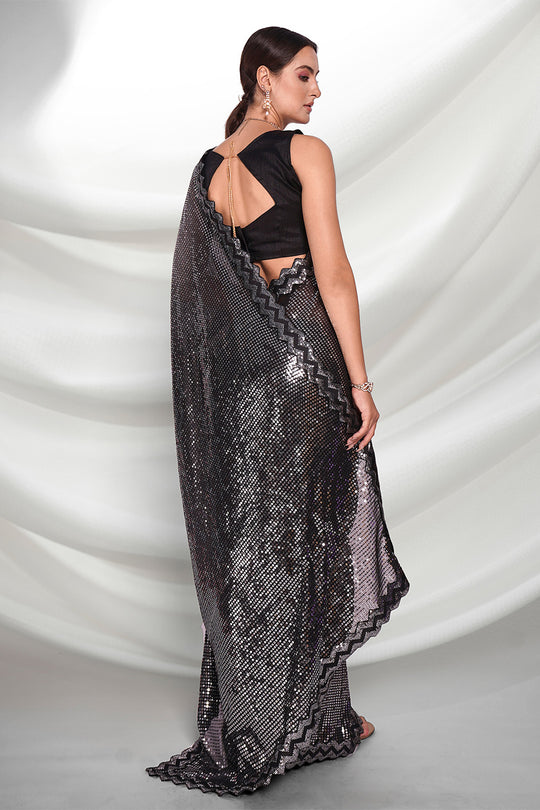 Black Georgette Saree With Blouse Piece