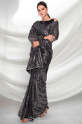 Black Georgette Saree With Blouse Piece