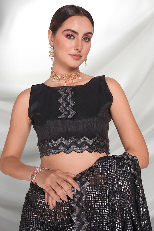 Black Georgette Saree With Blouse Piece