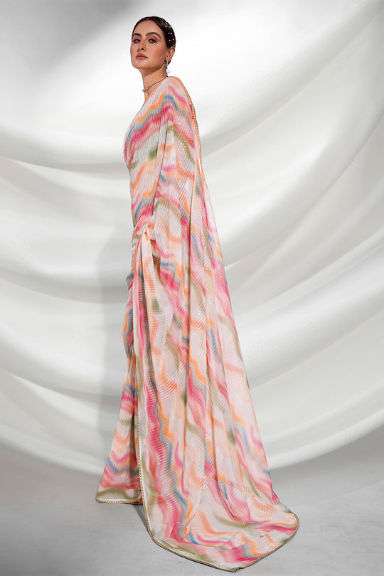 Multi Color Georgette Saree With Blouse Piece