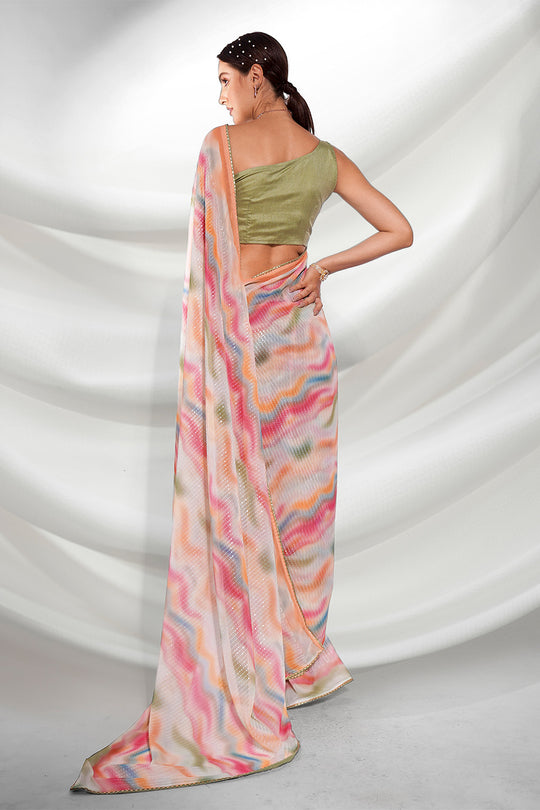 Multi Color Georgette Saree With Blouse Piece
