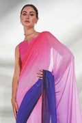 Multi Color Georgette Saree With Blouse Piece