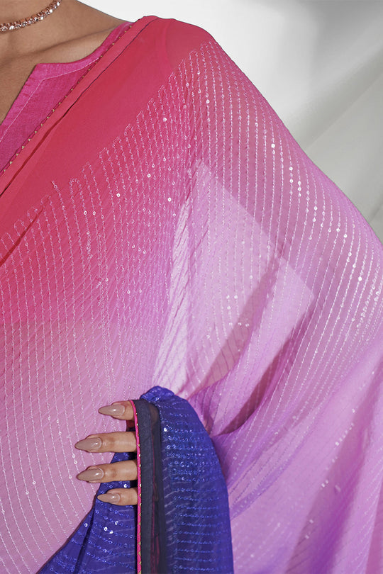 Multi Color Georgette Saree With Blouse Piece