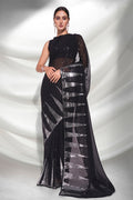 Black Georgette Saree With Blouse Piece