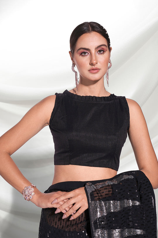 Black Georgette Saree With Blouse Piece