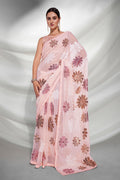 Peach Georgette Saree With Blouse Piece