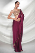 Magenta Georgette Saree With Blouse Piece