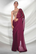 Magenta Georgette Saree With Blouse Piece