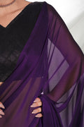 Violet Georgette Saree With Blouse Piece