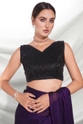 Violet Georgette Saree With Blouse Piece
