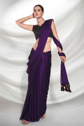 Violet Georgette Saree With Blouse Piece