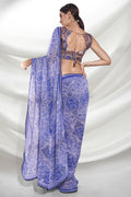 Blue Georgette Saree With Blouse Piece