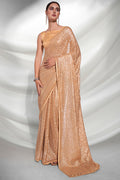 Gold Georgette Saree With Blouse Piece