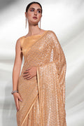 Gold Georgette Saree With Blouse Piece