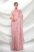 Pink Georgette Saree With Blouse Piece