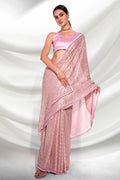 Pink Georgette Saree With Blouse Piece