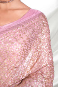 Pink Georgette Saree With Blouse Piece