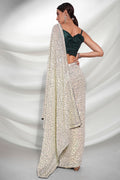 Off White Georgette Saree With Blouse Piece