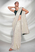 Off White Georgette Saree With Blouse Piece