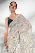 Off White Georgette Saree With Blouse Piece