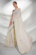 Off White Georgette Saree With Blouse Piece