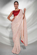 Cream Georgette Saree With Blouse Piece