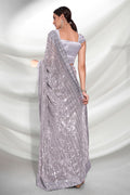 Grey Georgette Saree With Blouse Piece