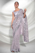 Grey Georgette Saree With Blouse Piece