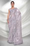 Grey Georgette Saree With Blouse Piece