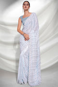 Blue Georgette Saree With Blouse Piece