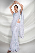 Blue Georgette Saree With Blouse Piece