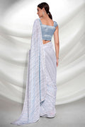 Blue Georgette Saree With Blouse Piece