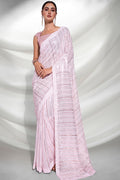 Pink Georgette Saree With Blouse Piece