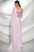 Pink Georgette Saree With Blouse Piece