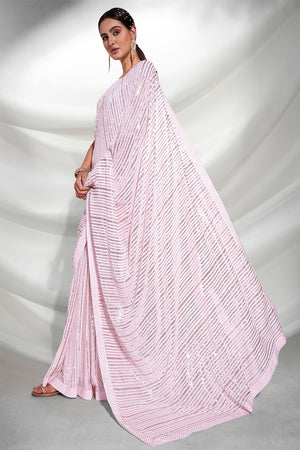 Pink Georgette Saree With Blouse Piece