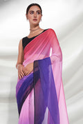 Pink Organza Saree With Blouse Piece