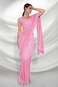 Pink Georgette Saree With Blouse Piece